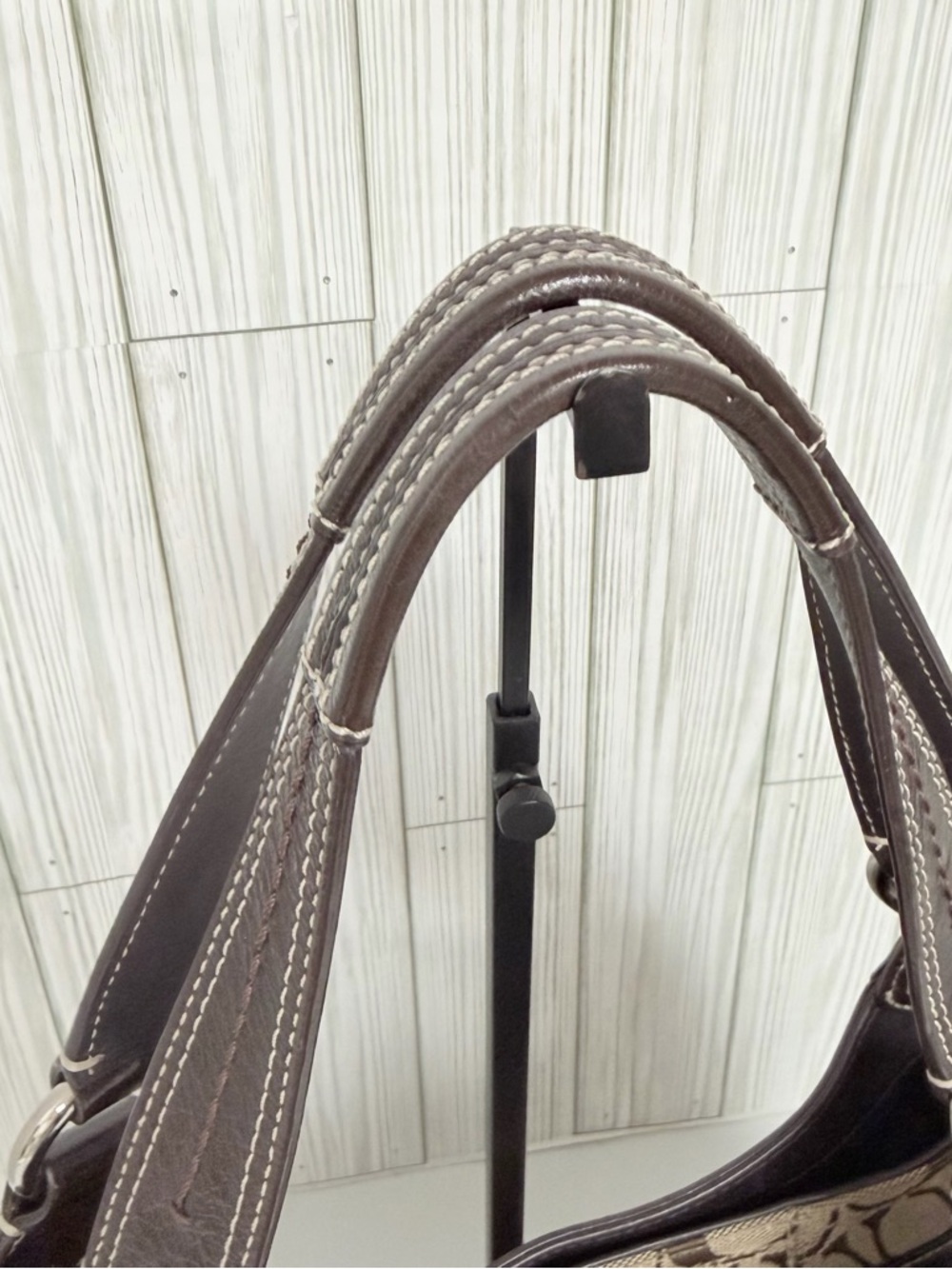 Coach Brown Signature Shoulder Bag with Dark Brown Leather Trim - Picture 5 of 16